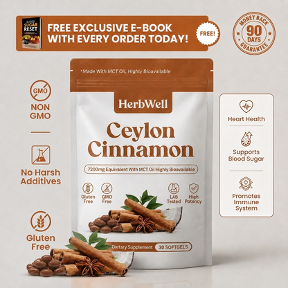 HerbWell® Ceylon Cinnamon 7200mg Equivalent with MCT Oil