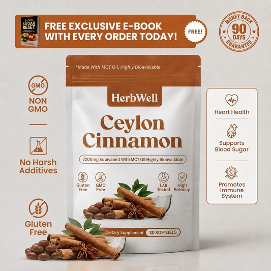 HerbWell® Ceylon Cinnamon 7200mg Equivalent with MCT Oil