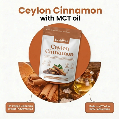 HerbWell® Ceylon Cinnamon 7200mg Equivalent with MCT Oil